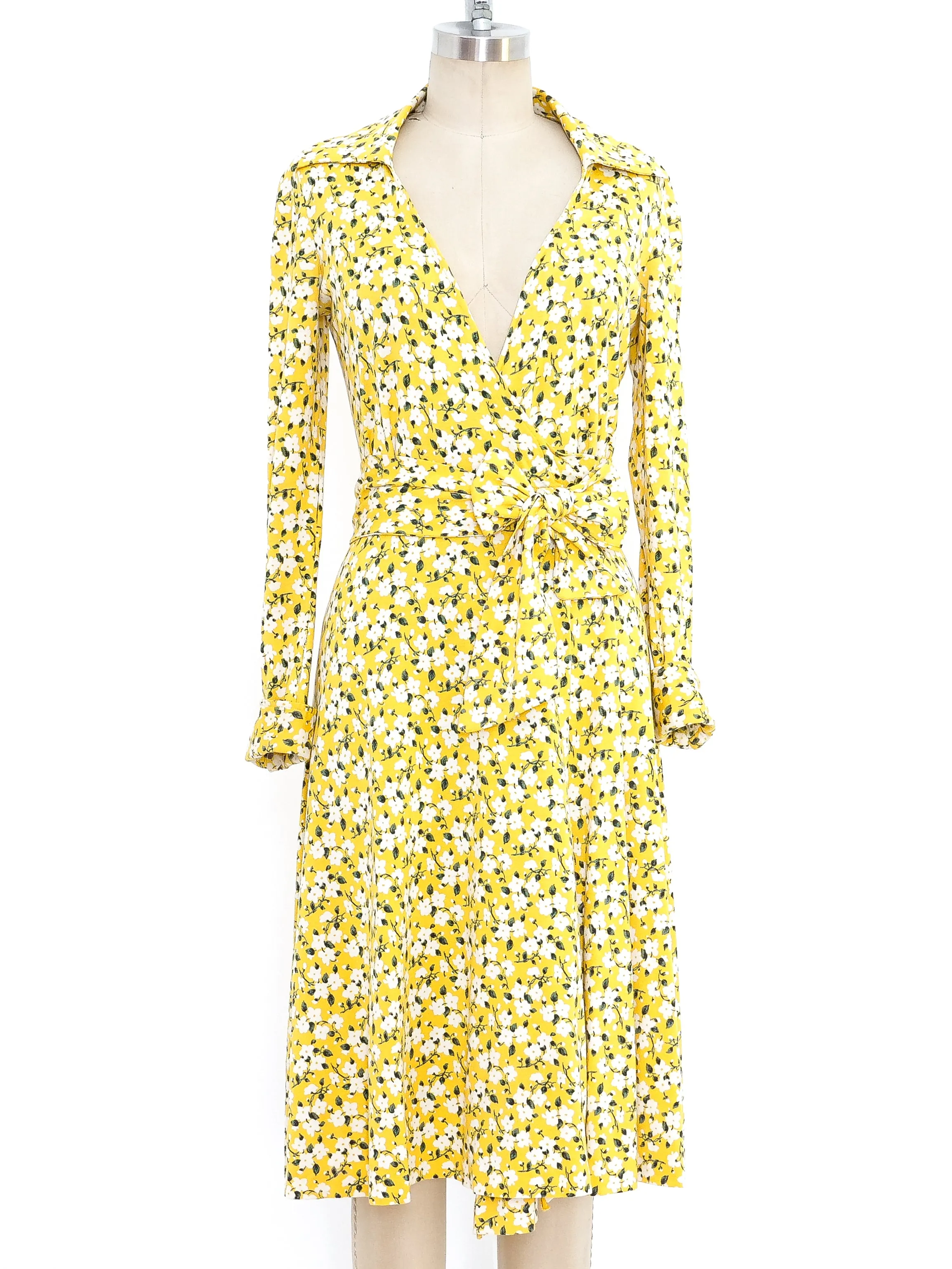 1970's Diane von Furstenberg Floral Printed Wrap Dress