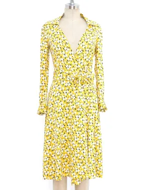 1970's Diane von Furstenberg Floral Printed Wrap Dress