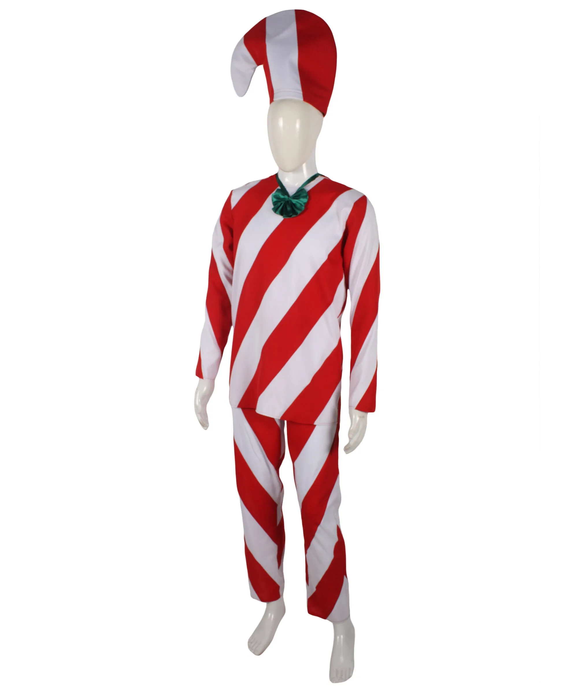 Adult Men's Celebration Red & White Candy Cane Costume Set | Suitable for Halloween | Flame-retardant Synthetic Fabric