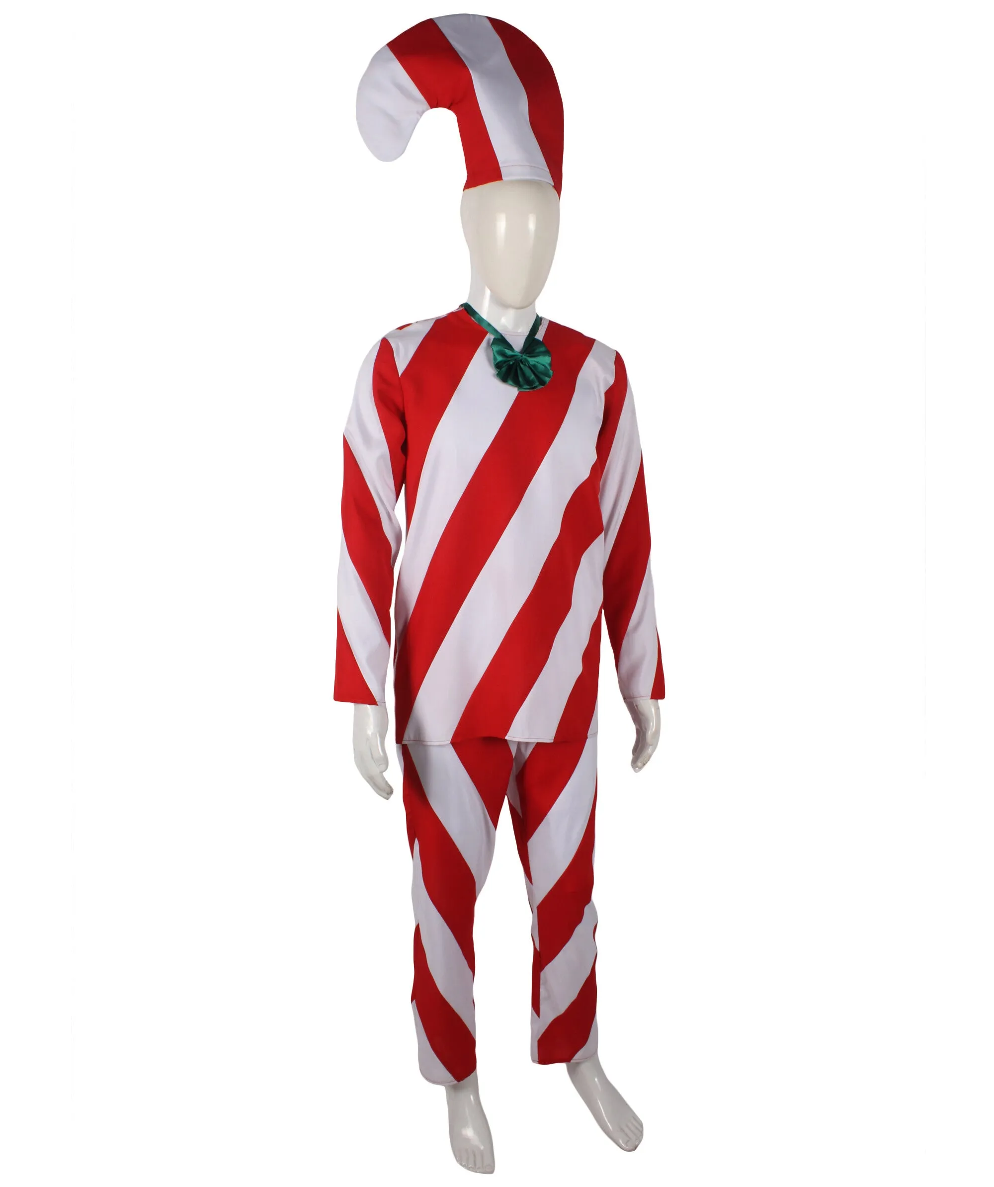 Adult Men's Celebration Red & White Candy Cane Costume Set | Suitable for Halloween | Flame-retardant Synthetic Fabric