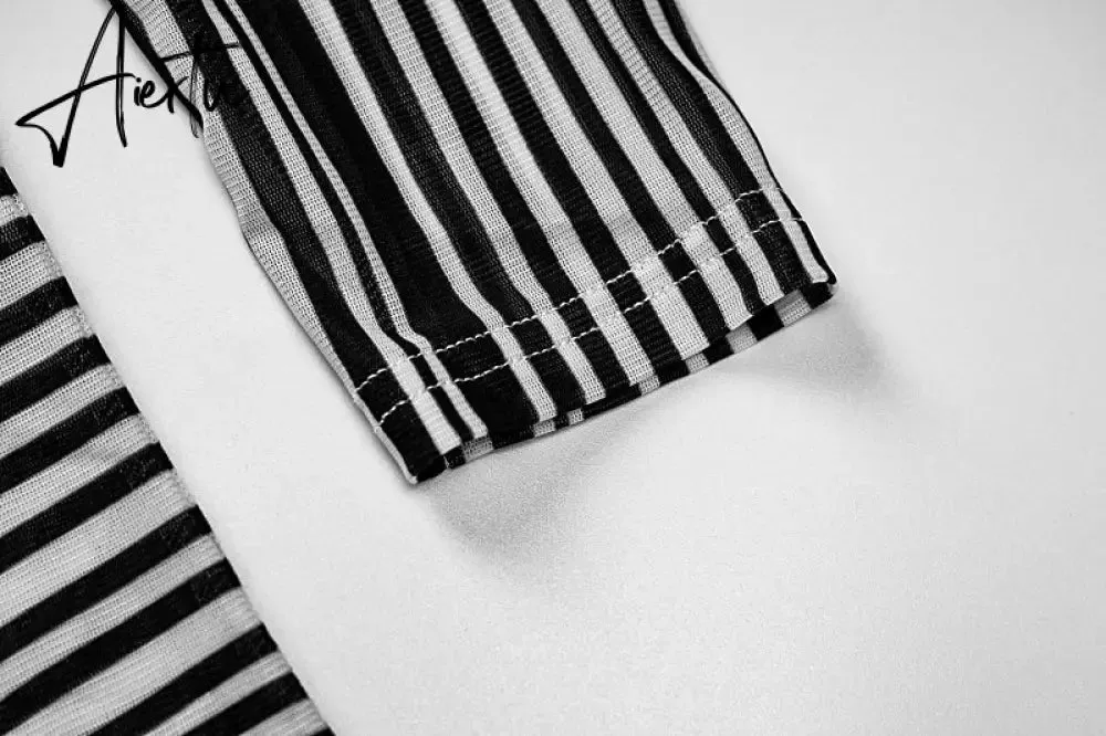 Aiertu Summer Fall Women Fashion Zebra Print See Through Long Sleeves Top Leggings 2 Pieces Set Sexy Y2K Streetwear Slim
