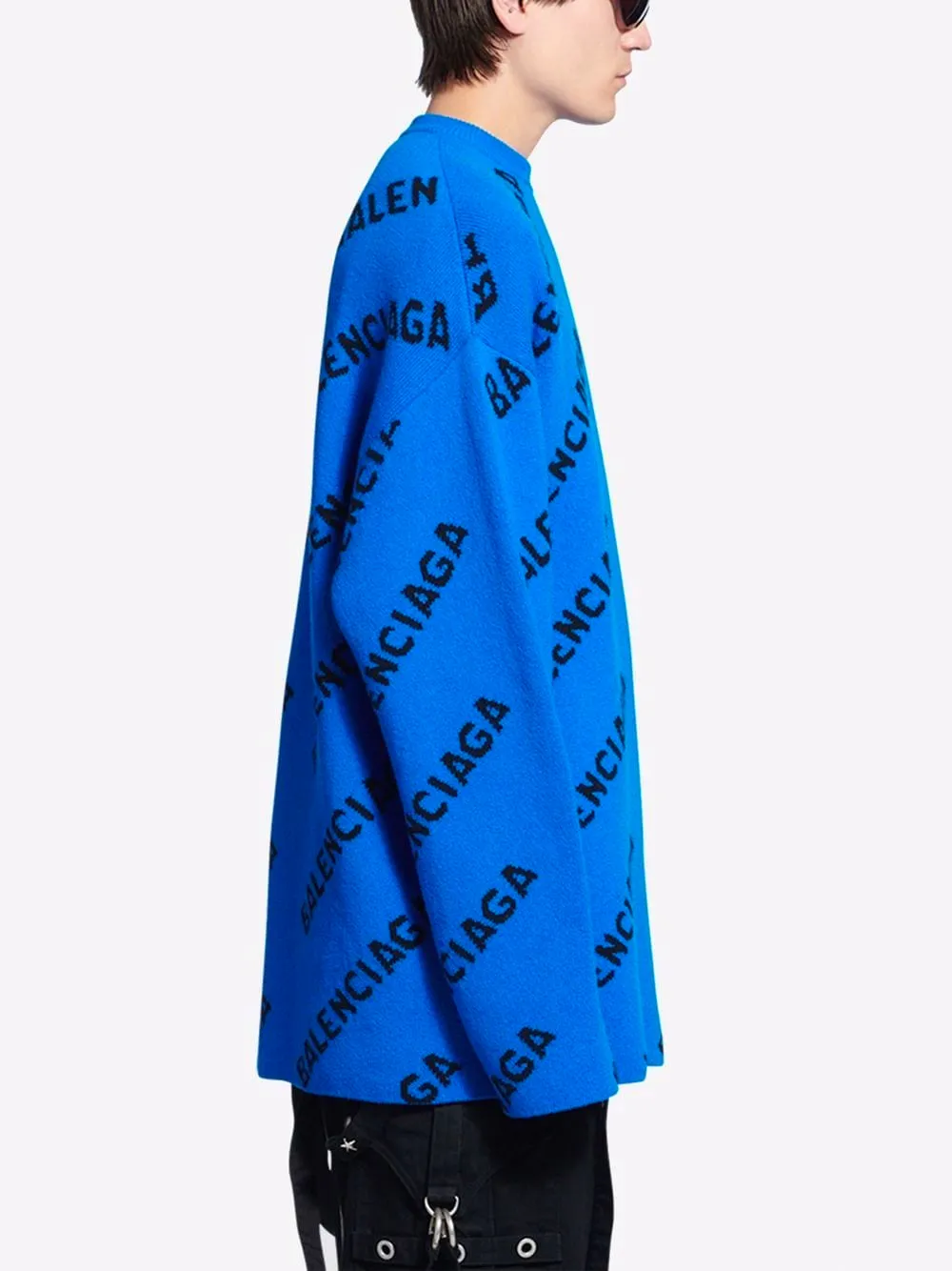 BALENCIAGA UNISEX L/S Crewneck Blue/Black