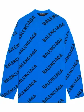 BALENCIAGA UNISEX L/S Crewneck Blue/Black