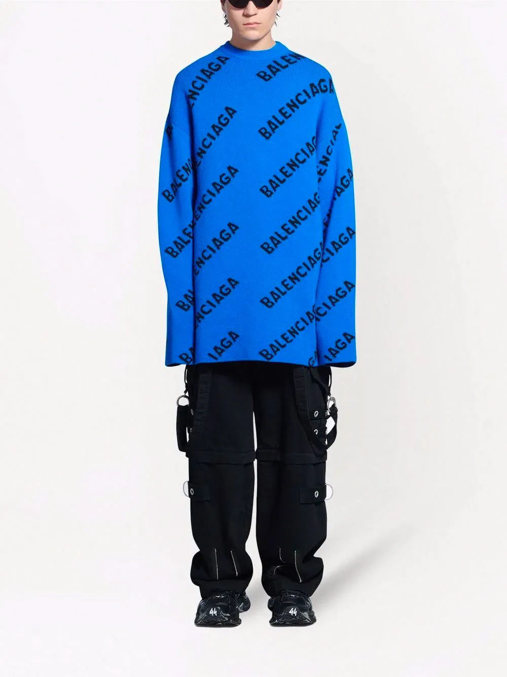 BALENCIAGA UNISEX L/S Crewneck Blue/Black