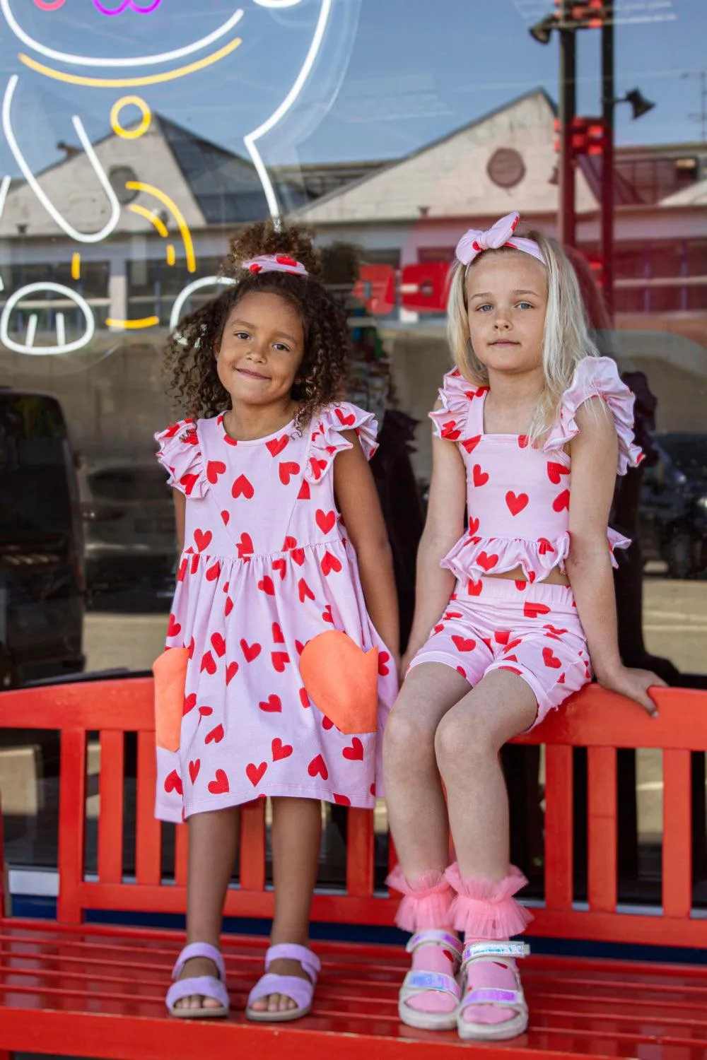 Beatrix & Camille Lovely Top & Pants Set - Pink & Red Hearts
