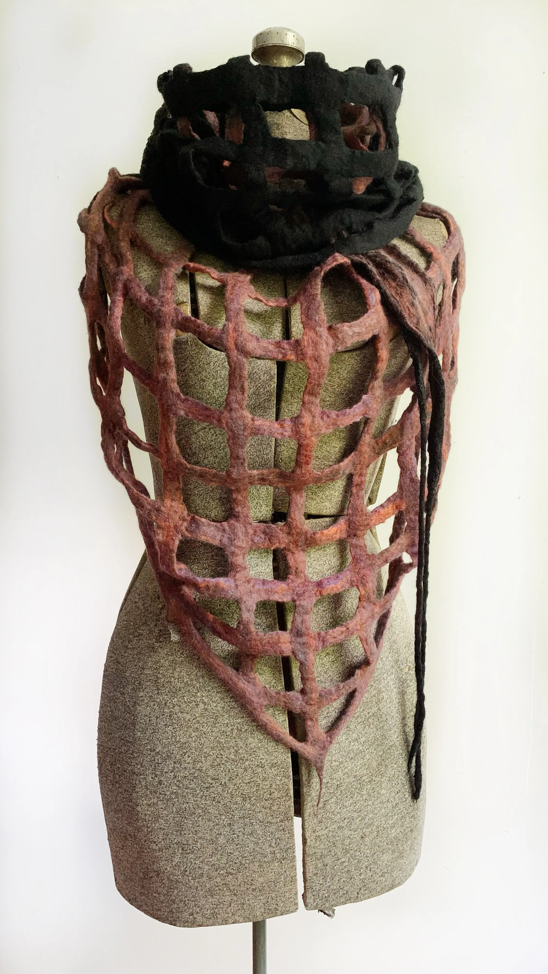 Black and Rose Open Shawl