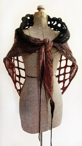 Black and Rose Open Shawl