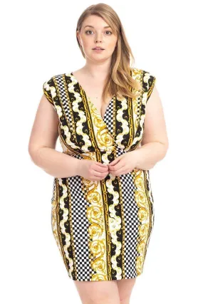 Boarder Print  V-neck Body-con Dress