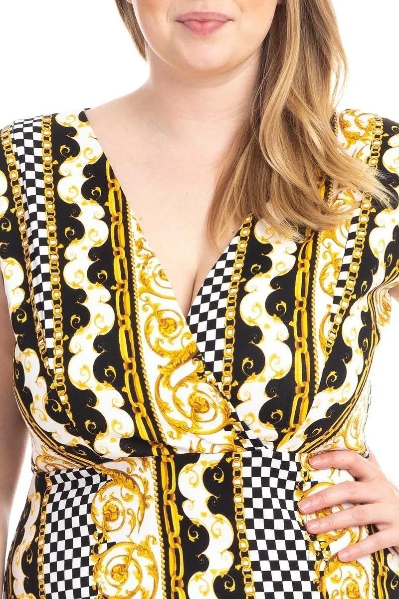 Boarder Print  V-neck Body-con Dress