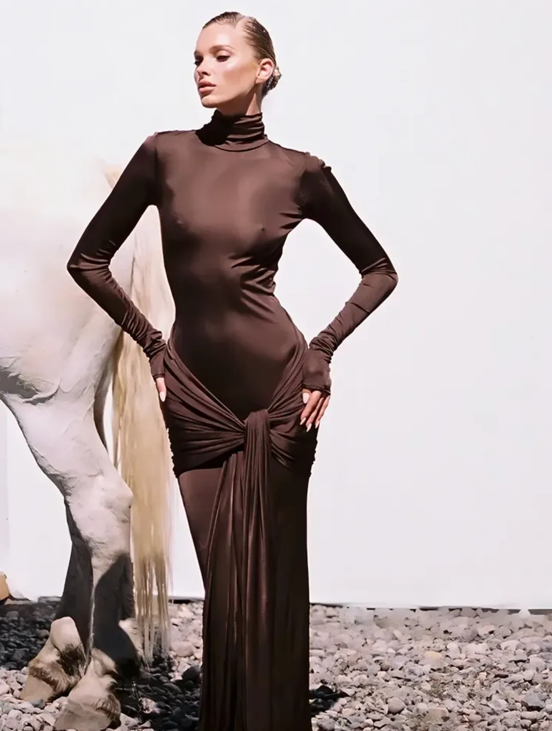 Bodycon Maxi Dress Long Sleeves Elegant Dress Party Dress Cocktail Dress FRYA