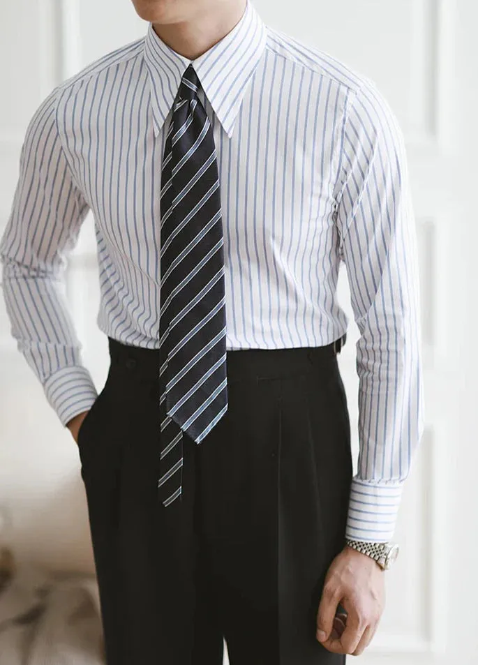 Business slim fit striped italian shirt