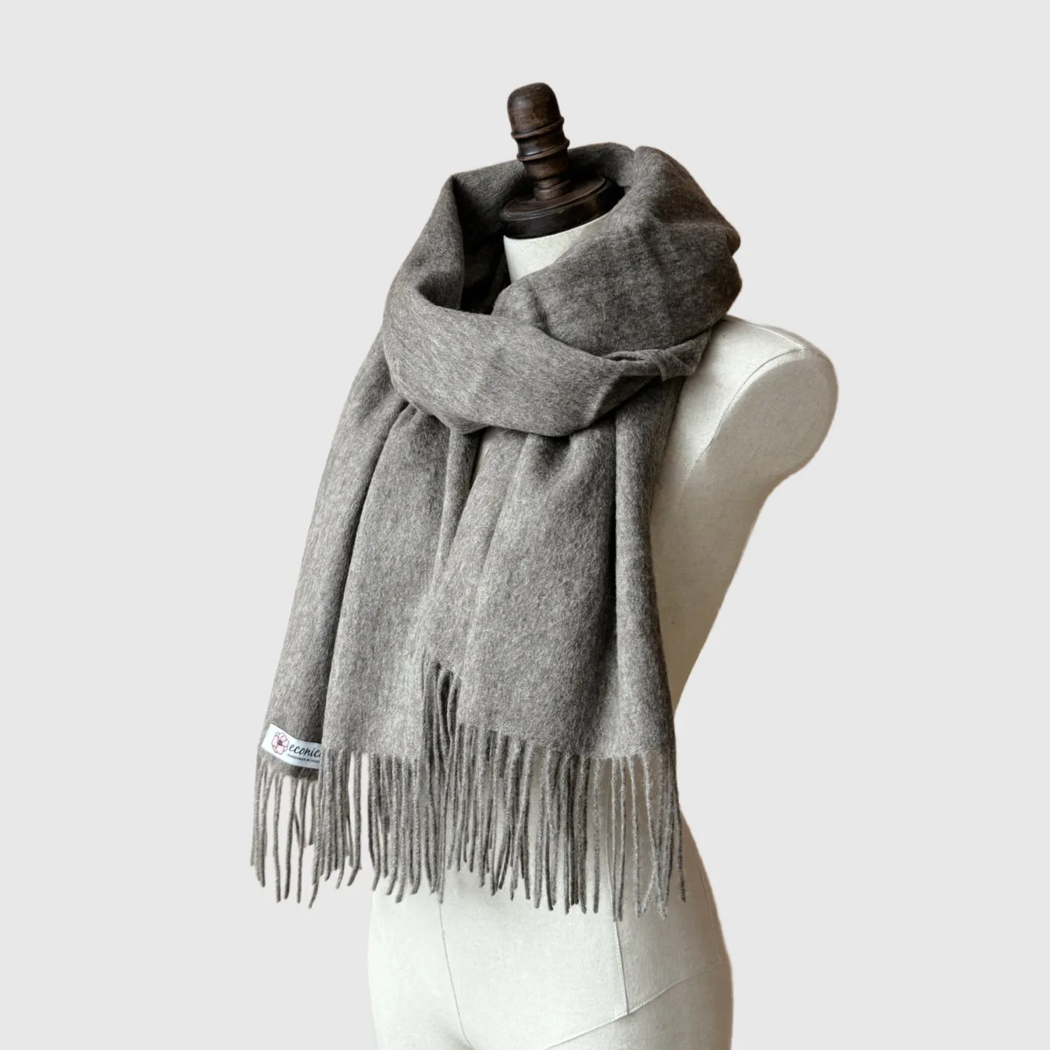 Charcoal Grey Lambswool scarf | Long Wool Wrap