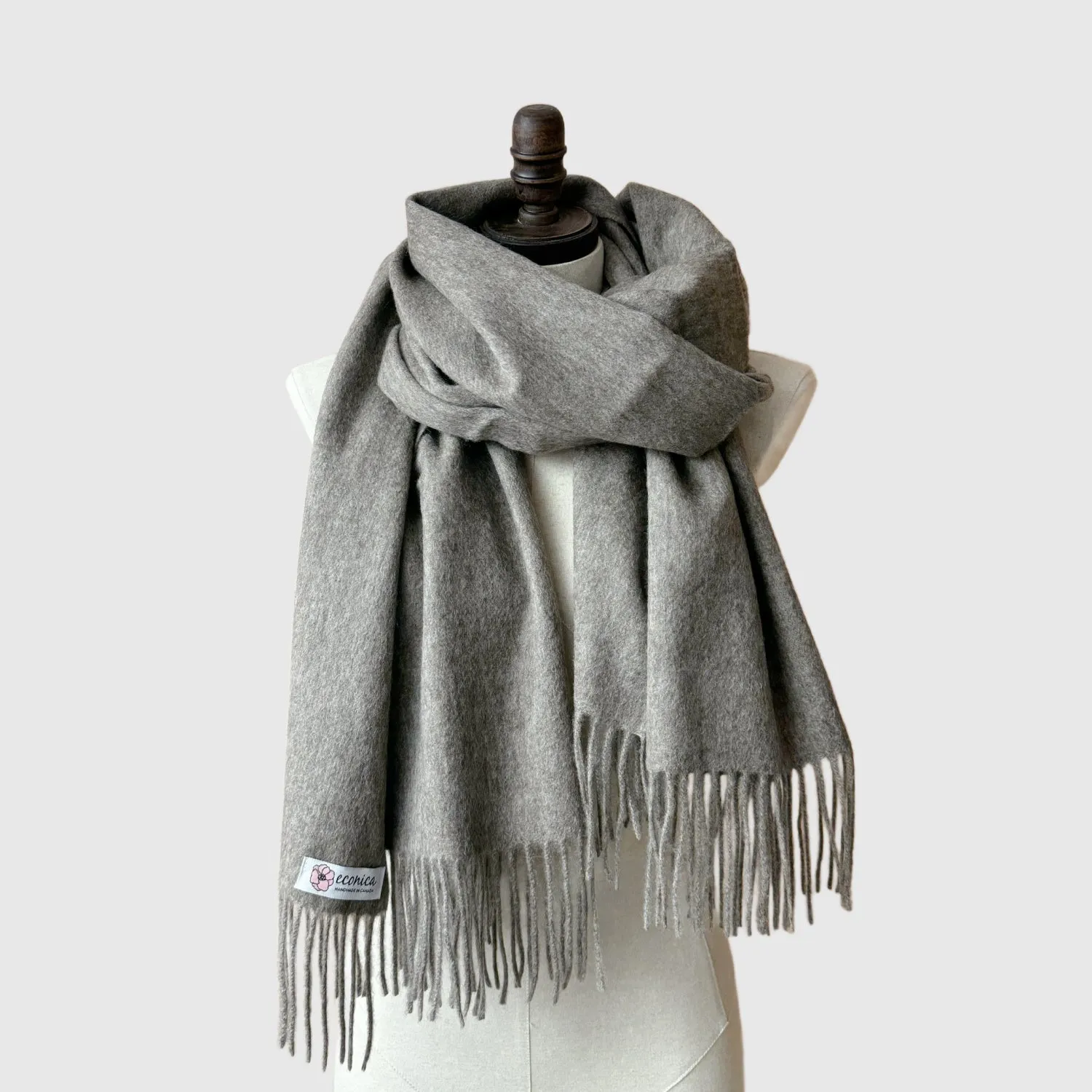 Charcoal Grey Lambswool scarf | Long Wool Wrap