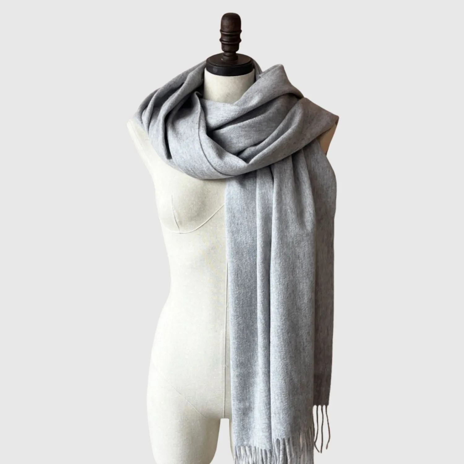 Charcoal Grey Lambswool scarf | Long Wool Wrap
