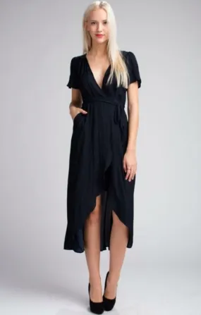 Come Together Navy Blue Midi Wrap Dress