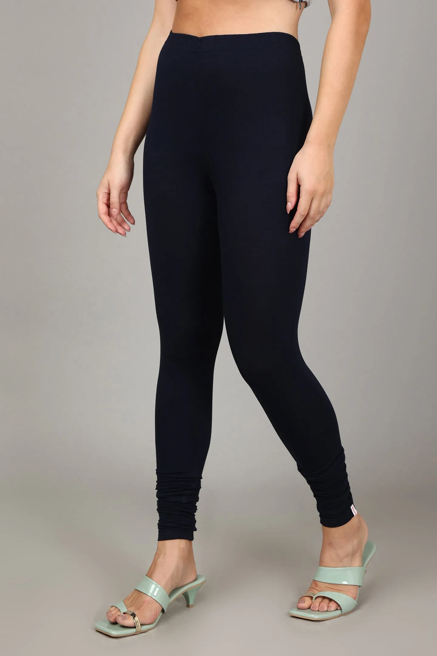 COTTON CHURIDAR LEGGINGS - NAVY