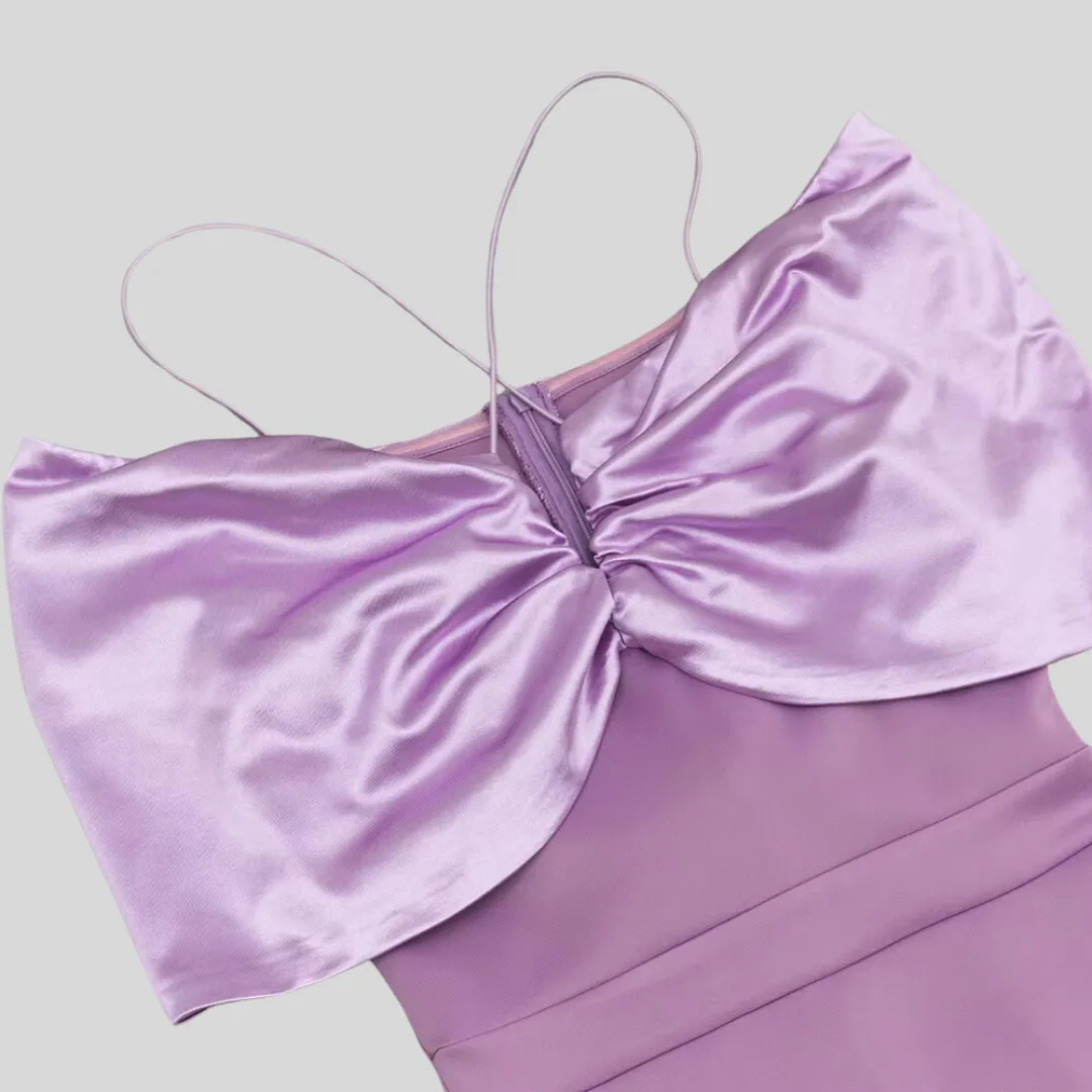Dress Strap Shoulder Sleeve Dress - Lavender
