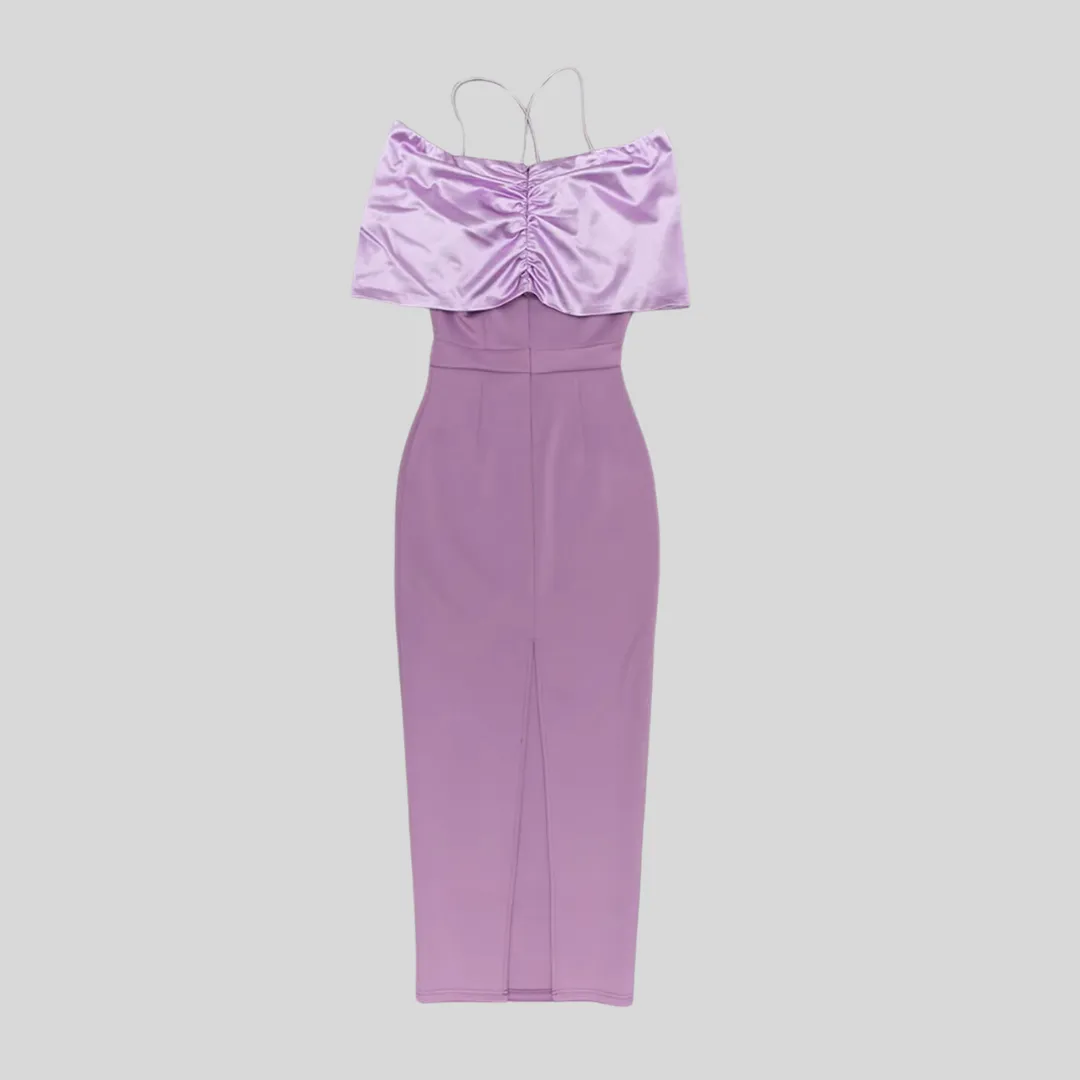 Dress Strap Shoulder Sleeve Dress - Lavender