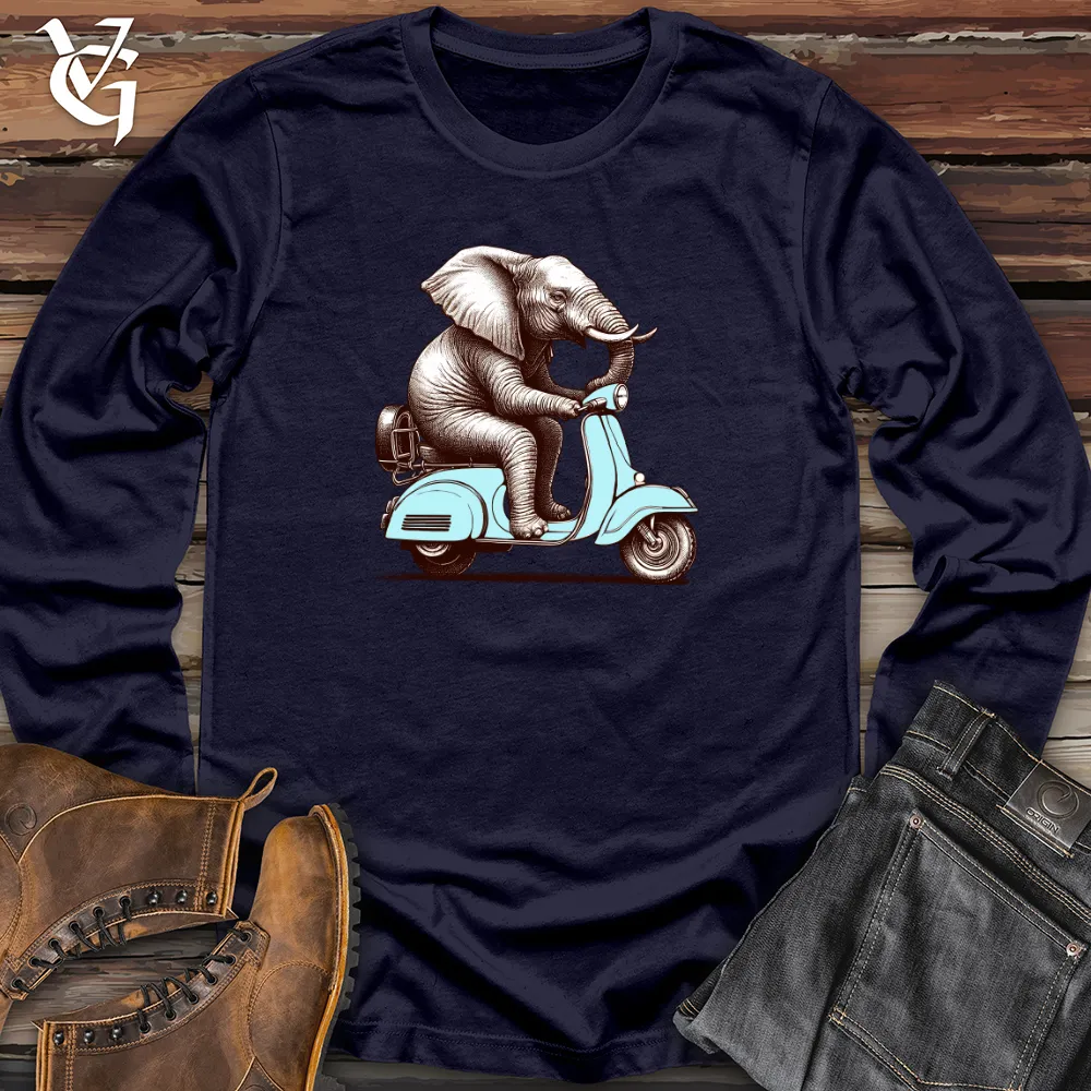 Elephant  Sitting Top a Scooter Long Sleeve