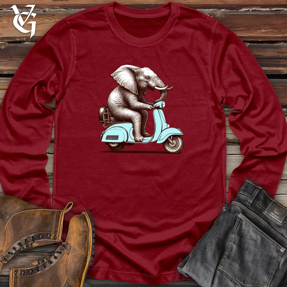 Elephant  Sitting Top a Scooter Long Sleeve