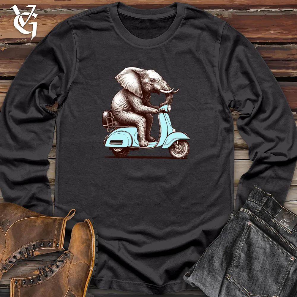 Elephant  Sitting Top a Scooter Long Sleeve