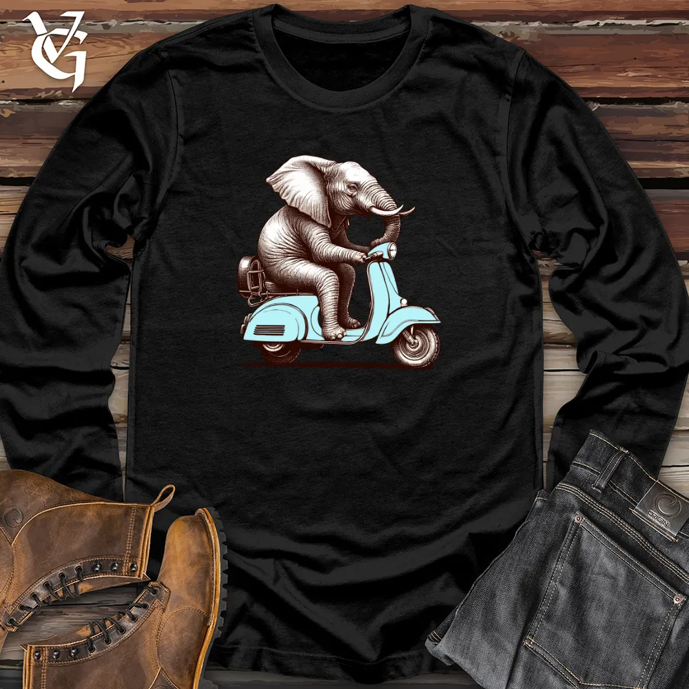 Elephant  Sitting Top a Scooter Long Sleeve