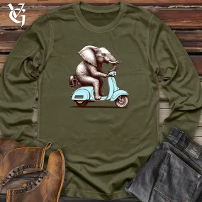 Elephant  Sitting Top a Scooter Long Sleeve