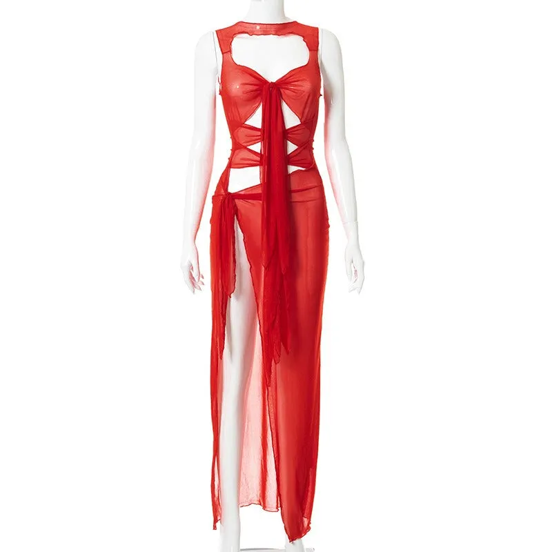 Fashionable Sheer Mesh Hip Wrap Dress | Sexy Backless Style for summer