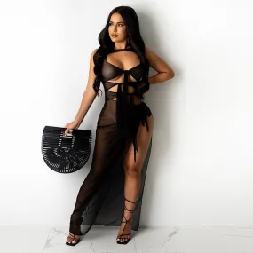 Fashionable Sheer Mesh Hip Wrap Dress | Sexy Backless Style for summer