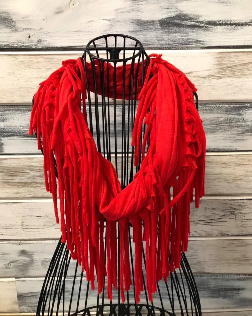 Fringe Tassel Scarf Bright Red