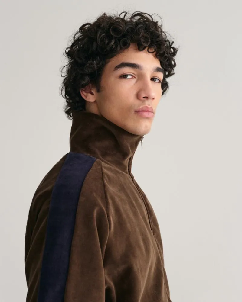 Gant Apparel Mens VELOUR TRACK JACKET 274/RICH BROWN