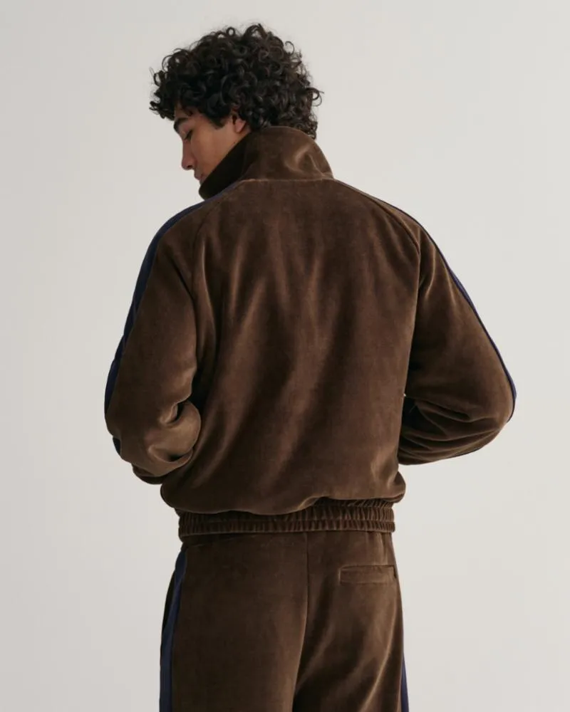 Gant Apparel Mens VELOUR TRACK JACKET 274/RICH BROWN