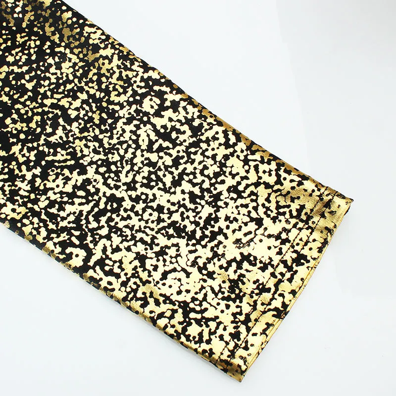 Gold Dripped Gym Leggings - Pink, White, Black