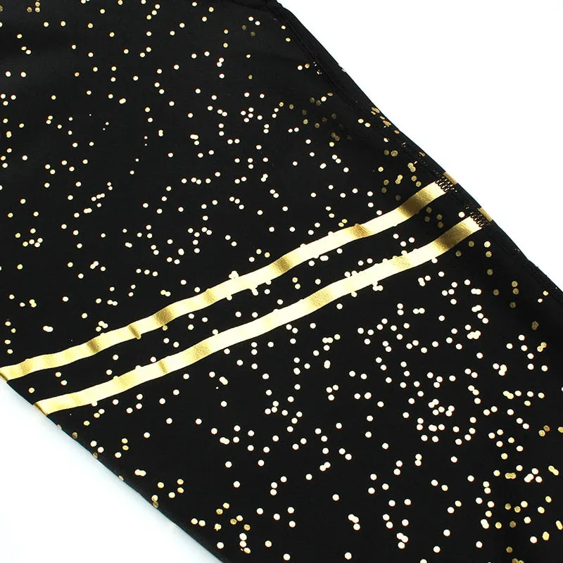 Gold Dripped Gym Leggings - Pink, White, Black