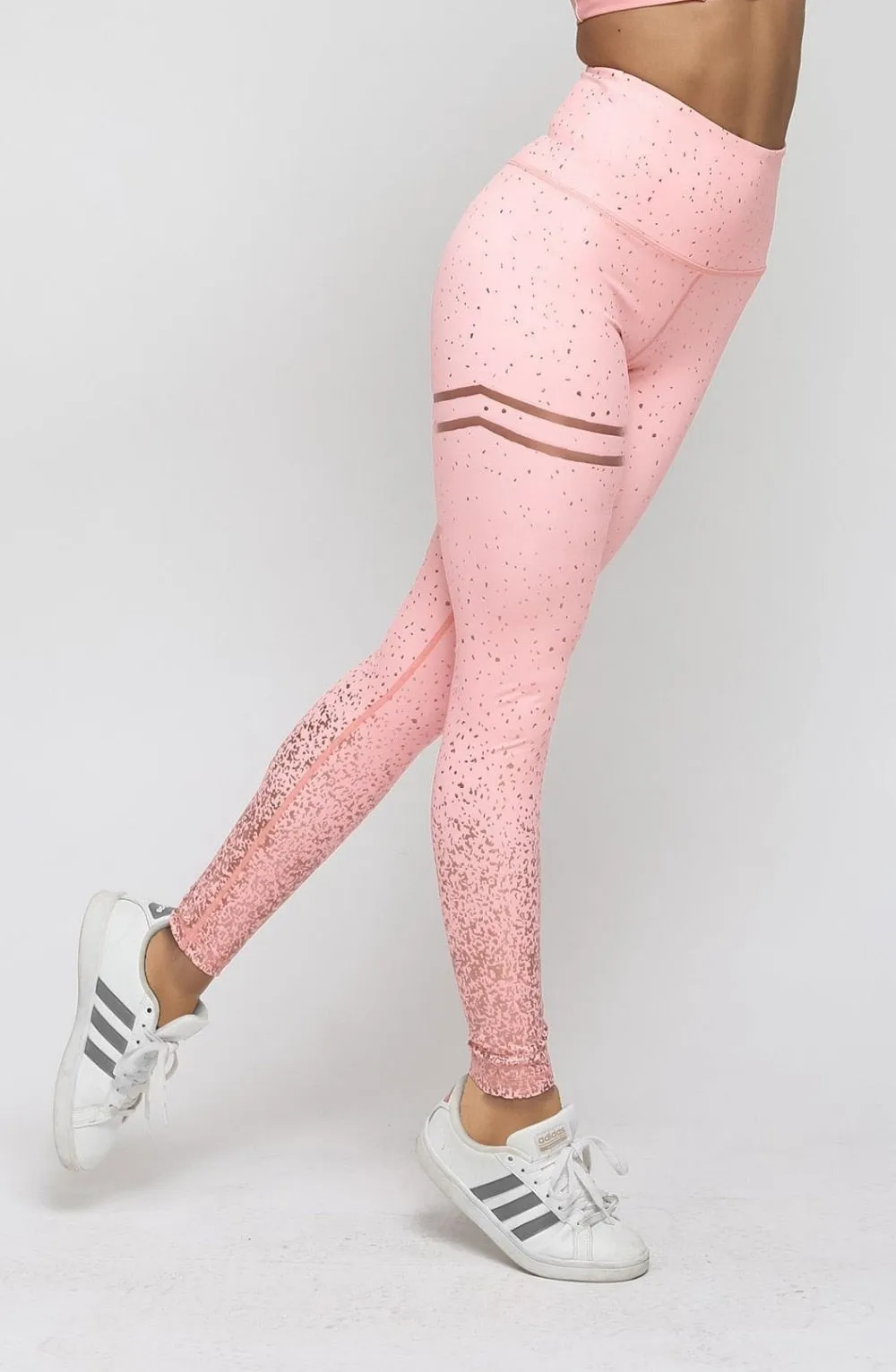 Gold Dripped Gym Leggings - Pink, White, Black