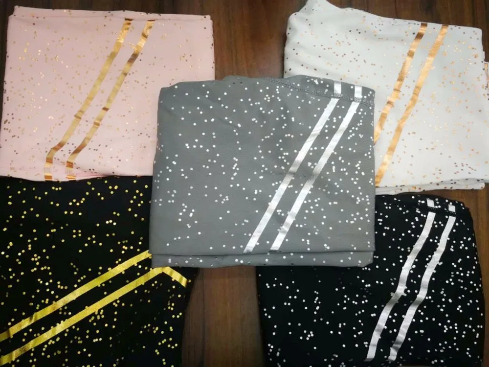 Gold Dripped Gym Leggings - Pink, White, Black