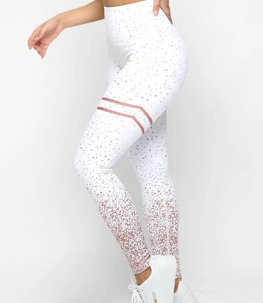 Gold Dripped Gym Leggings - Pink, White, Black