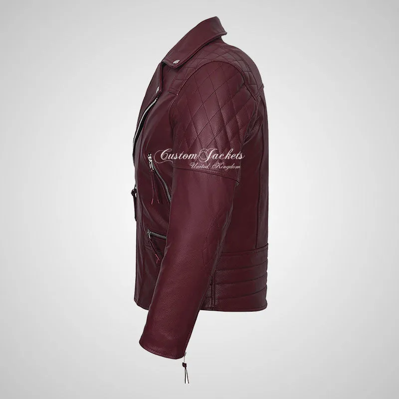 HIGHWAY Mens Leather Biker Jacket Thick Cowhide Leather Jacket
