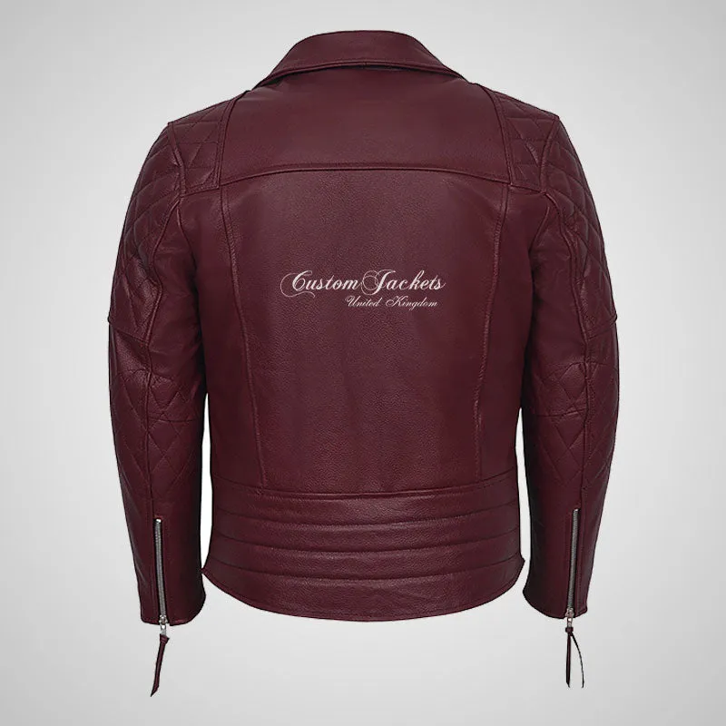 HIGHWAY Mens Leather Biker Jacket Thick Cowhide Leather Jacket