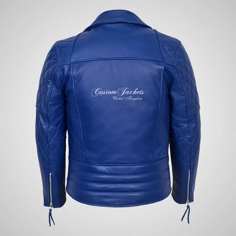 HIGHWAY Mens Leather Biker Jacket Thick Cowhide Leather Jacket