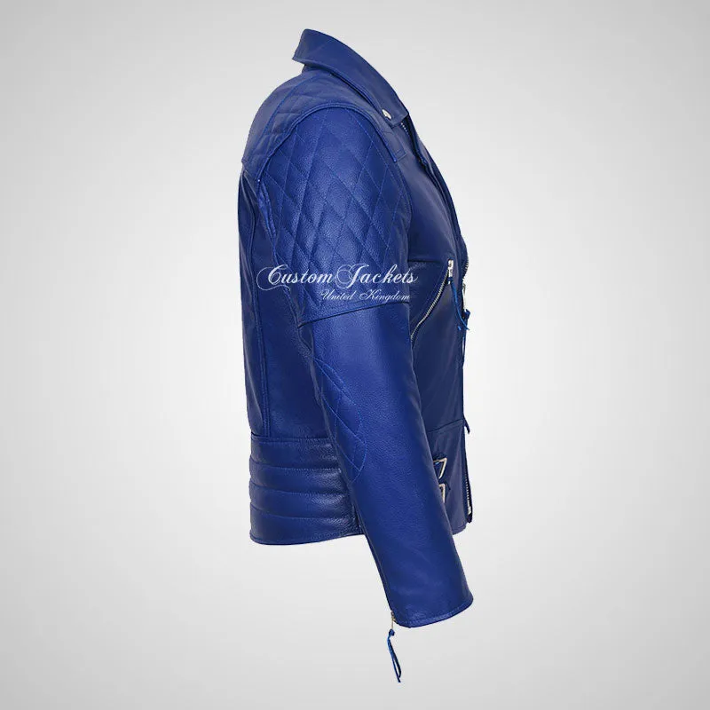 HIGHWAY Mens Leather Biker Jacket Thick Cowhide Leather Jacket
