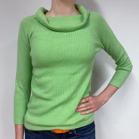 Lime Green Cashmere Roll Neck Jumper Extra Small