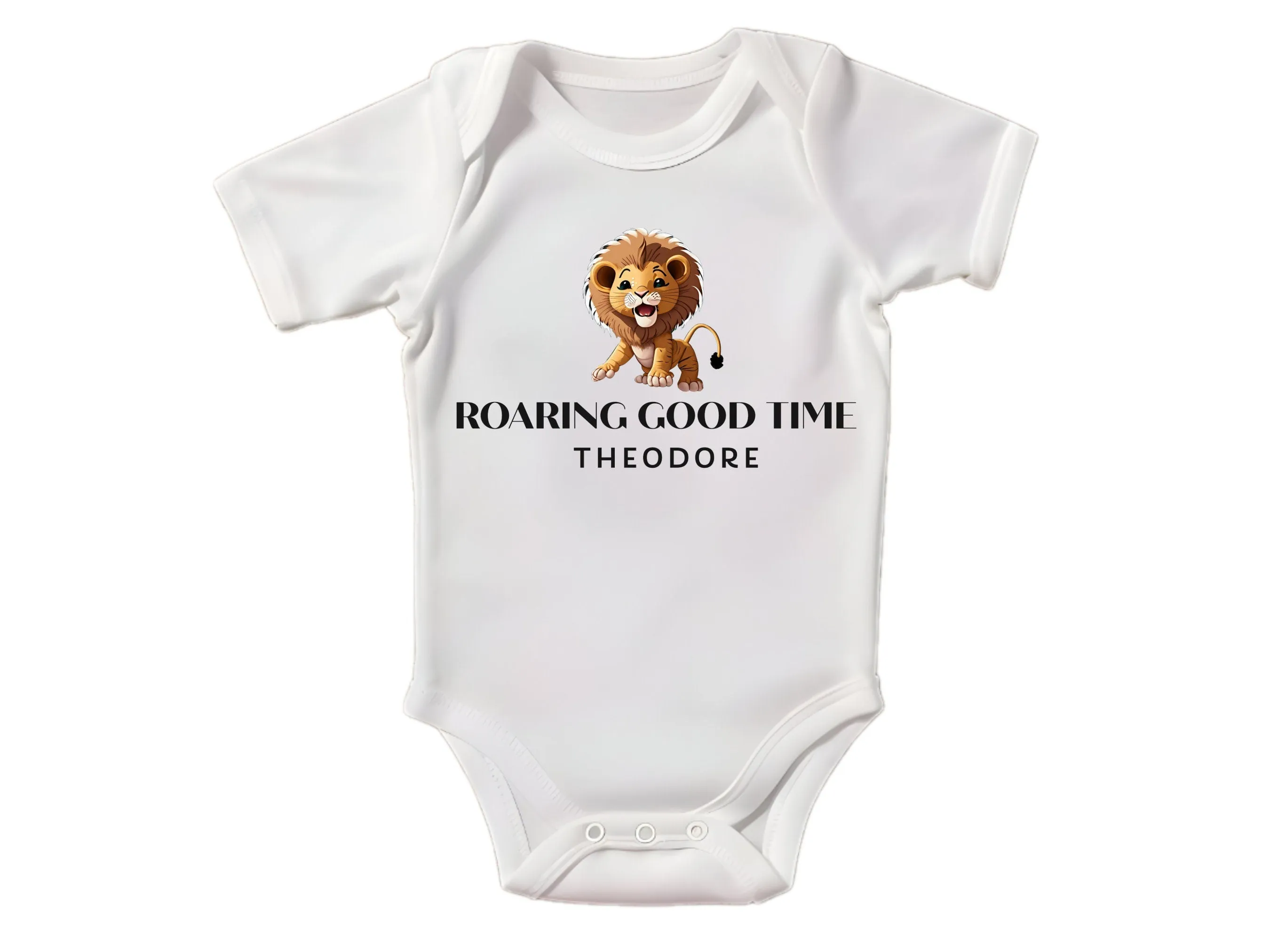 Long Sleeve Custom Name Baby Boy Baby Bodysuit, Roaring Good Time Bodysuit