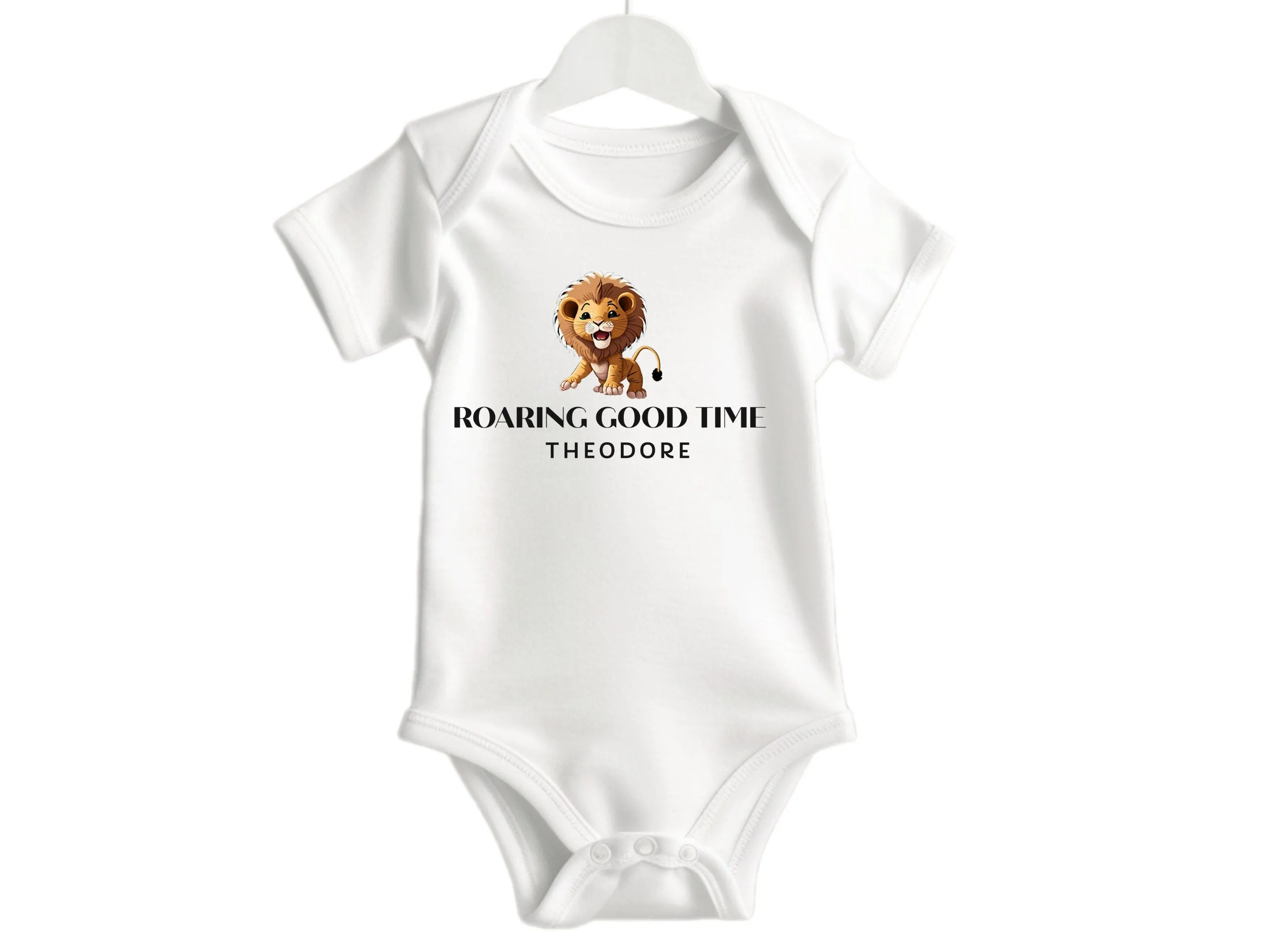 Long Sleeve Custom Name Baby Boy Baby Bodysuit, Roaring Good Time Bodysuit