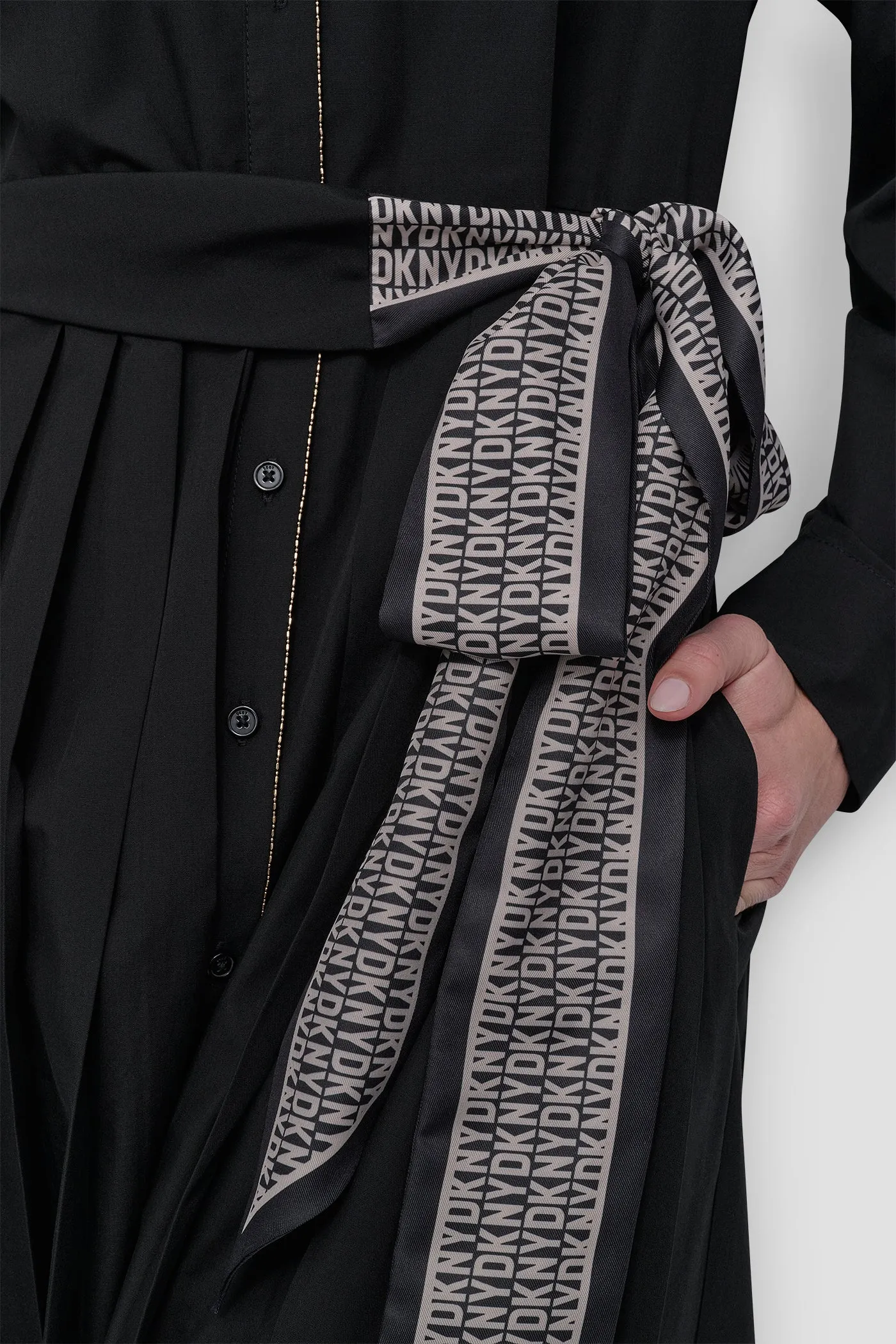 LONG SLEEVE WRAP DRESS WITH DKNY SCARF