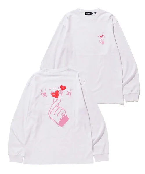 L/S TEE FINGER HEART WHITE