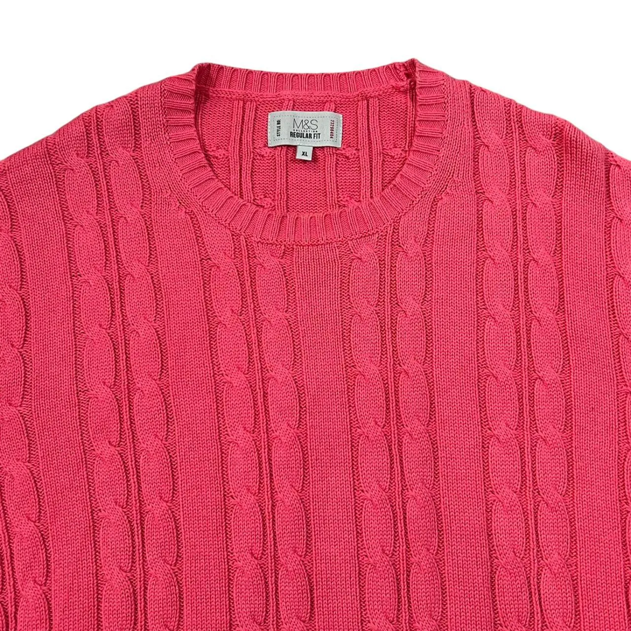 M&S "Regular Fit" Marks & Spencer Classic Cotton Cable Knit Crewneck Sweater Jumper