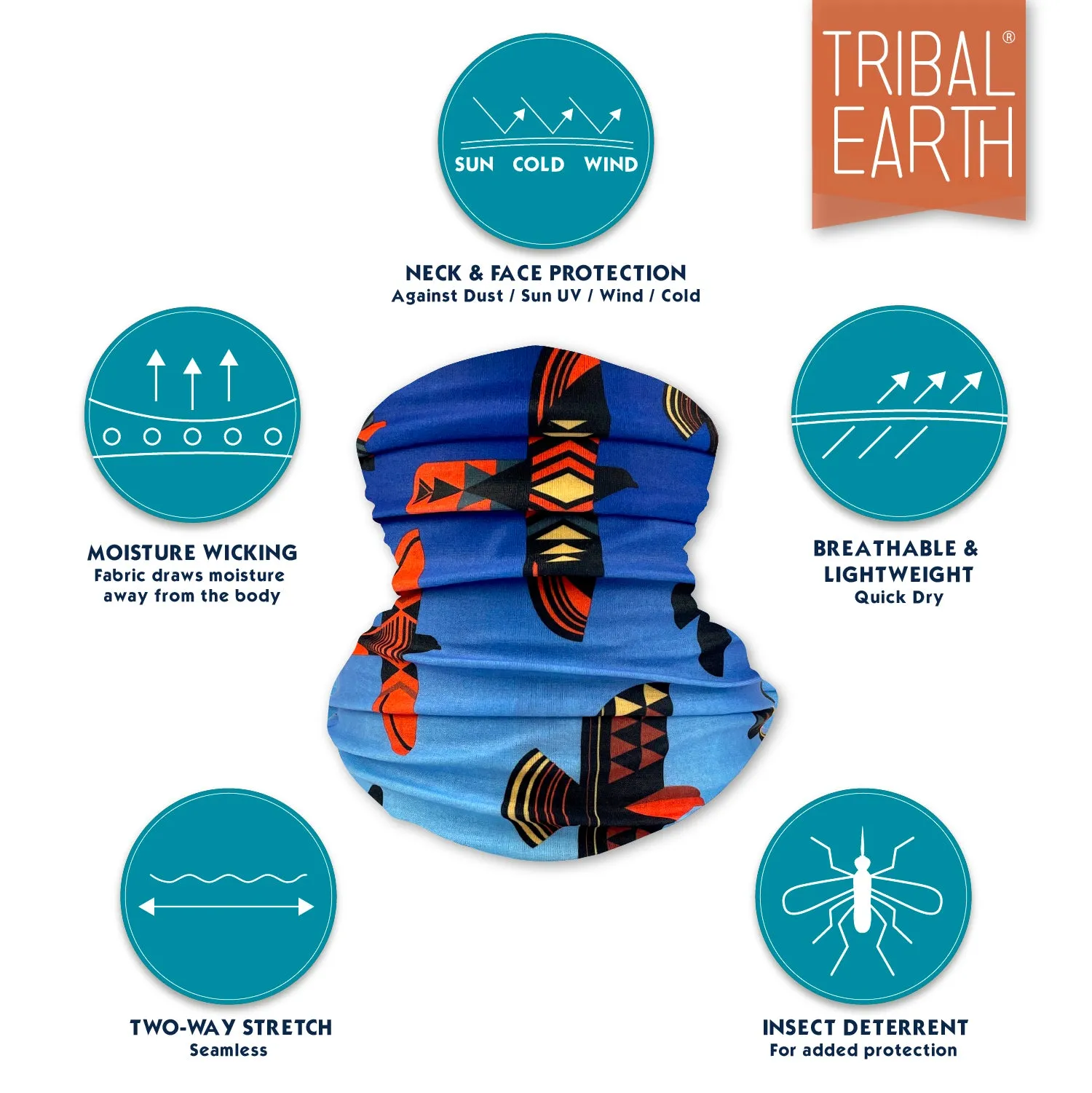 Multi Scarf | Face Mask | Bandana | Headband - Aztec