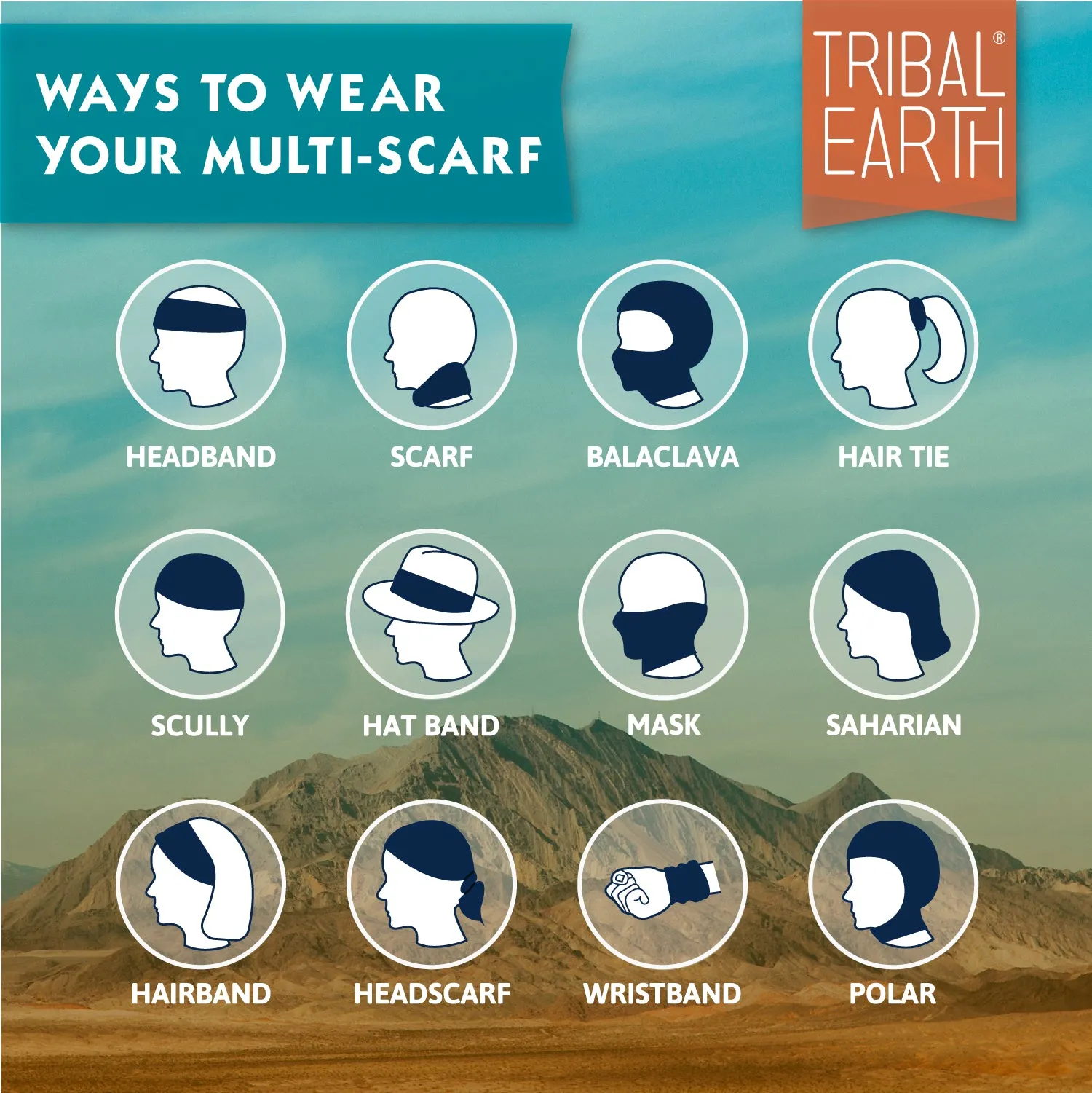 Multi Scarf | Face Mask | Bandana | Headband - Aztec