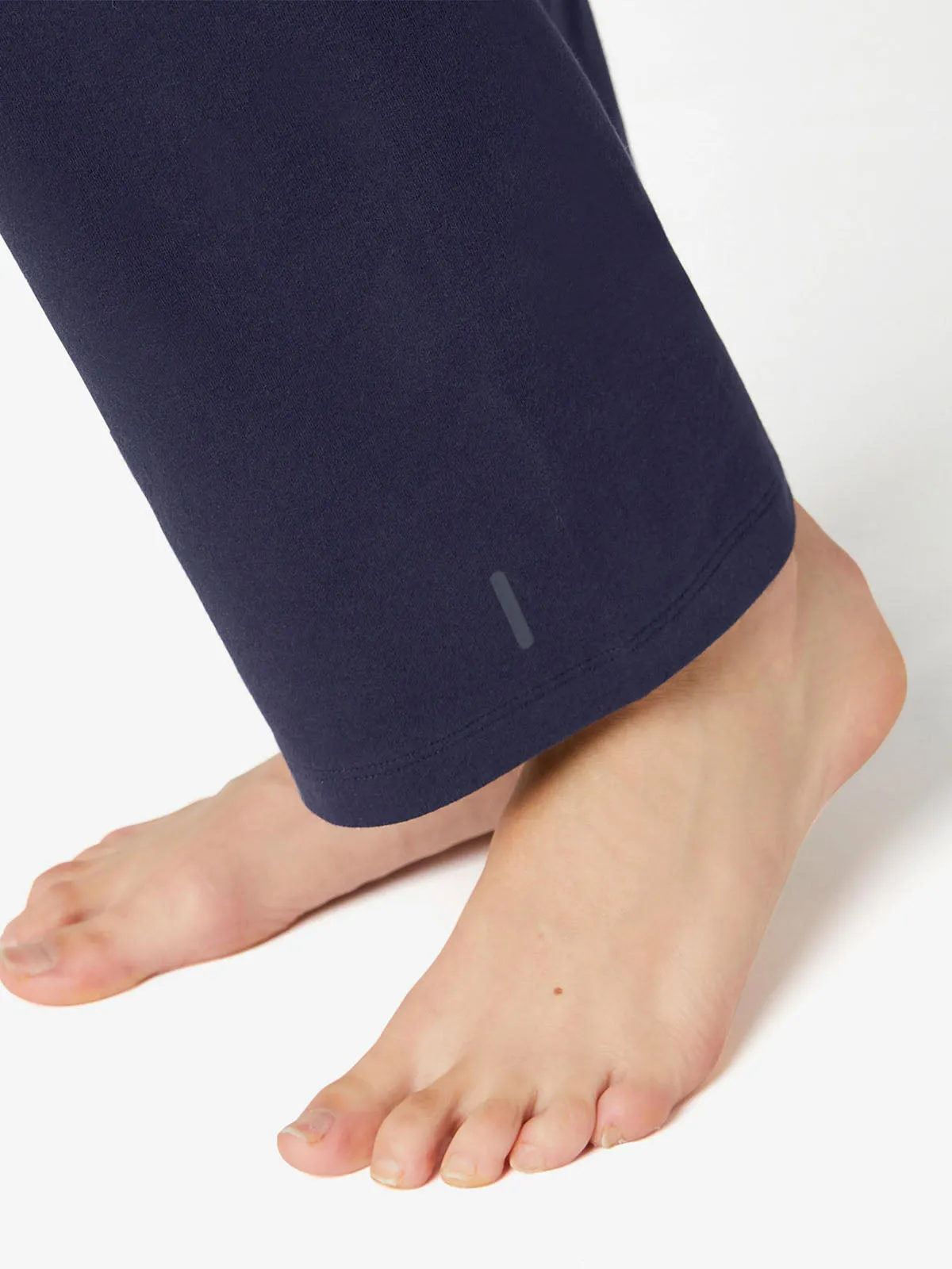 Navy Straight Leg Fitness Cotton Rich Stretchy Waist Leggings